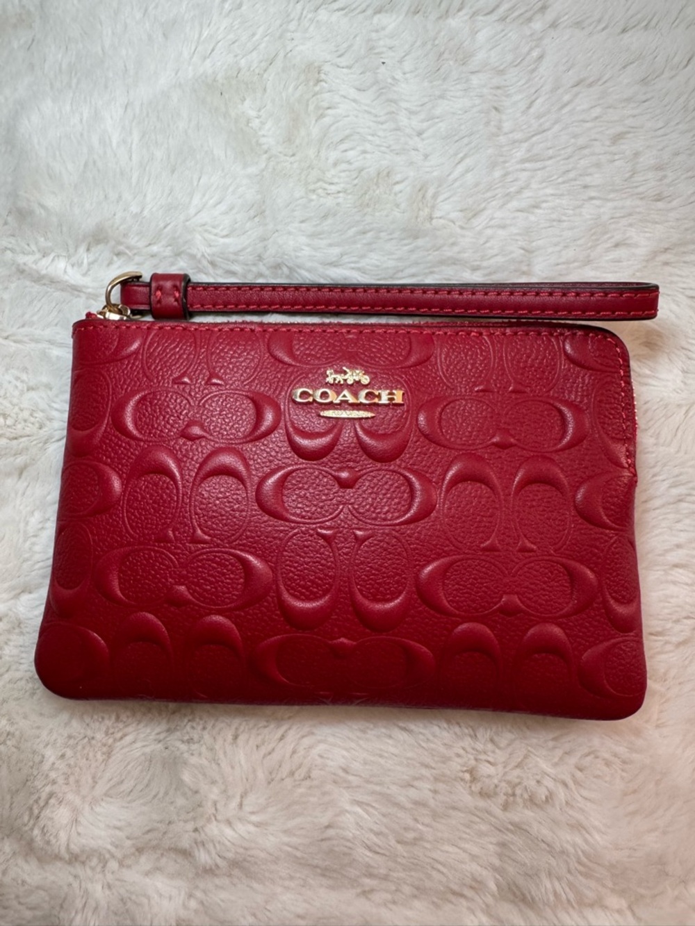 Coach Red Embossed Signature Wristlet - Picture 5 of 5
